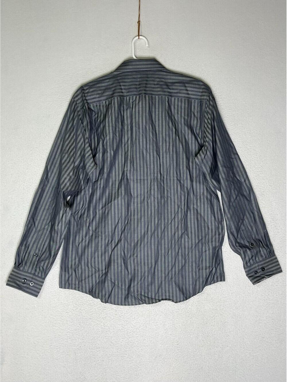 Egara Men's Wearhouse Gray Striped Button Up Shirt Non-Iron Slim Fit Mens Size L - Picture 2 of 7